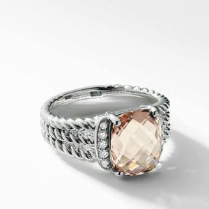 David Yurman Wheaton Ring w/ Morganite & Diamonds